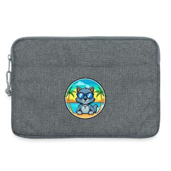 Russische blaue Katzenrasse Cartoon Sonnenbrille Strand - Laptoptasche 13" - Grau meliert - Vorne