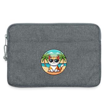 Lunettes de soleil coréennes Bobtail Cat Breed Cartoon Beach - Sacoche pour ordinateur portable 13 pouces - gris chiné - Devant