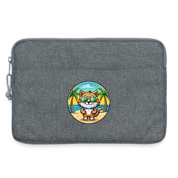 Kurilian Bobtail Cat Breed Cartoon Sunglass Beach - Sacoche pour ordinateur portable 13 pouces - gris chiné - Devant