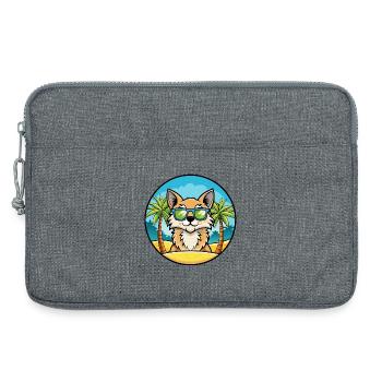 Lunettes de soleil de dessin animé de race de chat à poil long allemand plage - Sacoche pour ordinateur portable 13 pouces - gris chiné - Devant