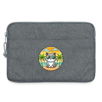 British Shorthair Cat Breed Cartoon Sunglass Beach - Sacoche pour ordinateur portable 13 pouces - gris chiné - Devant