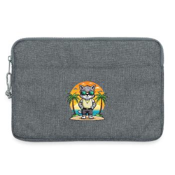 Britische Falte Kurzhaar Katzenrasse Cartoon Strand - Laptoptasche 13" - Grau meliert - Vorne