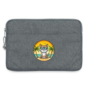Amerikanische Bobtail Katzenrasse Cartoon Sonnenbrille Strand - Laptoptasche 13" - Grau meliert - Vorne