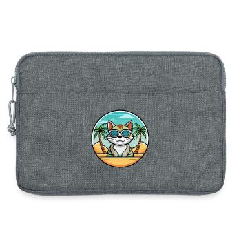 Amerikanische Drahthaarkatze Rasse Karikatur Sonnenbrille Strand - Laptoptasche 13" - Grau meliert - Vorne