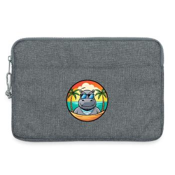 Nilpferd Lustige Cartoon Sommer Strand Sonnenbrille Cool - Laptoptasche 13" - Grau meliert - Vorne