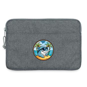 Dauphin Drôle Dessin Animé Plage D’été Lunettes De Soleil Cool - Sacoche pour ordinateur portable 13 pouces - gris chiné - Devant