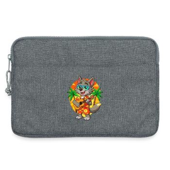 Lustige Wolf Cartoon Sommer Strand Sonnenbrille Gitarre - Laptoptasche 13" - Grau meliert - Vorne