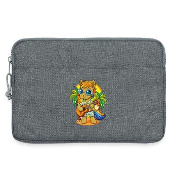 Drôle Pony Dessin Animé Plage D’été Lunettes De Soleil Guitare - Sacoche pour ordinateur portable 13 pouces - gris chiné - Devant