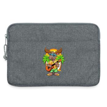 Drôle d’orignal dessin animé d’été plage lunettes de soleil guitare - Sacoche pour ordinateur portable 13 pouces - gris chiné - Devant