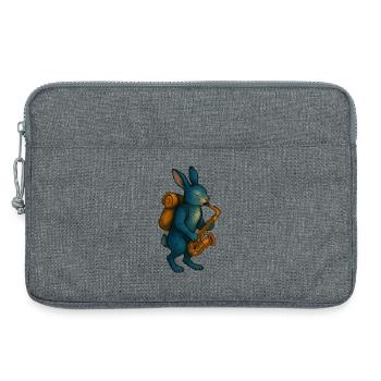 Blaues Kaninchen mit Saxophon - Laptoptasche 13" - Grau meliert - Vorne