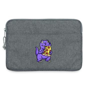 Kleiner süßer Dino Pizza Kind naschen Baby Hunger - Laptoptasche 13" - Grau meliert - Vorne