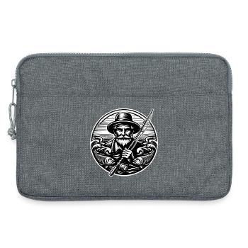 Logo du pêcheur - Sacoche pour ordinateur portable 13 pouces - gris chiné - Devant