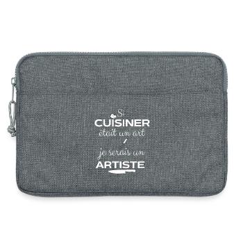 Tablier de cuisine humour si cuisiner était un.. - Sacoche pour ordinateur portable 13 pouces - gris chiné - Devant