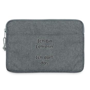 Lehrerin Design – ich darf das - Laptoptasche 13" - Grau meliert - Vorne