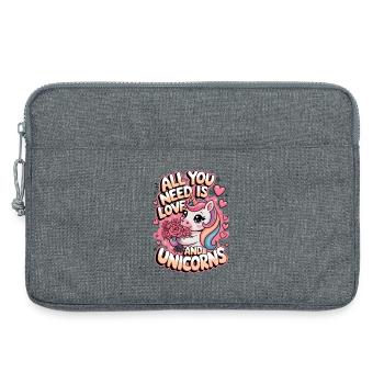 Tout ce dont vous avez besoin, c’est d’amour et de licornes - Sacoche pour ordinateur portable 13 pouces - gris chiné - Devant