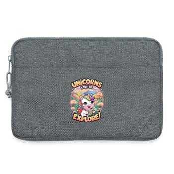 Einhörner lieben es zu erkunden! - Laptoptasche 13" - Grau meliert - Vorne