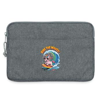Surfez sur les vagues ! - Sacoche pour ordinateur portable 13 pouces - gris chiné - Devant