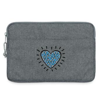 Leopard Heart Burst - Laptop bag 13" - heather grey - Front