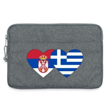 Serbie Grèce Drapeau Coeur - Sacoche pour ordinateur portable 13 pouces - gris chiné - Devant