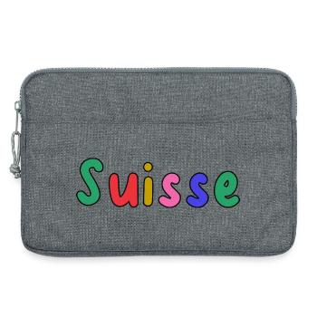 SUISSE. PAYS. GENEVE. HUMOUR. DRAPEAU - Sacoche pour ordinateur portable 13 pouces - gris chiné - Devant