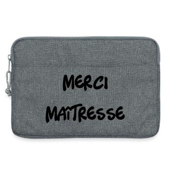 MERCI. MAÎTRESSE. MAÎTRE. MERCI MAÎTRESSE - Sacoche pour ordinateur portable 13 pouces - gris chiné - Devant