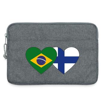 Brésil Finlande Flag Heart - Sacoche pour ordinateur portable 13 pouces - gris chiné - Devant