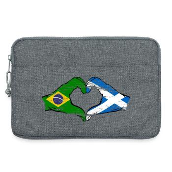 Brésil Ecosse drapeau mains forme de coeur utilisé - Sacoche pour ordinateur portable 13 pouces - gris chiné - Devant