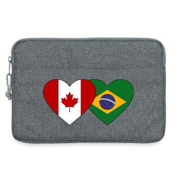 Drapeau du cœur du Canada et du Brésil - Sacoche pour ordinateur portable 13 pouces - gris chiné - Devant