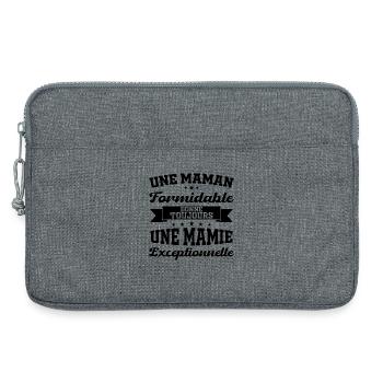 Cadeau pour Grand-Mère - Une Mamie Exceptionnelle - Sacoche pour ordinateur portable 13 pouces - gris chiné - Devant