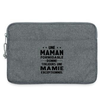 Cadeau pour Grand-Mère - Une Mamie Exceptionnelle - Sacoche pour ordinateur portable 13 pouces - gris chiné - Devant