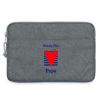FÊTE DES PÈRES. BONNE FÊTE PAPA. PAPA. BONNE FÊTE. - Sacoche pour ordinateur portable 13 pouces - gris chiné - Devant