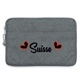 SUISSE. PAYS. GENEVE. SUISSE. HUMOUR. PAYS - Sacoche pour ordinateur portable 13 pouces - gris chiné - Devant