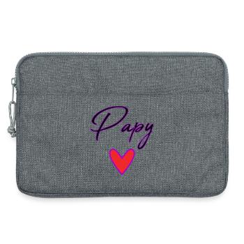 PAPY. PAPA. FÊTE DES PÈRES. BONNE FÊTE PAPA - Sacoche pour ordinateur portable 13 pouces - gris chiné - Devant