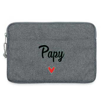 PAPY. PAPA. FÊTE DES PÈRES. BONNE FÊTE PAPA. BONNE - Sacoche pour ordinateur portable 13 pouces - gris chiné - Devant