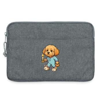 Müder Maltipoo im Pyjama mit Kerze Comicstil - Laptoptasche 13" - Grau meliert - Vorne