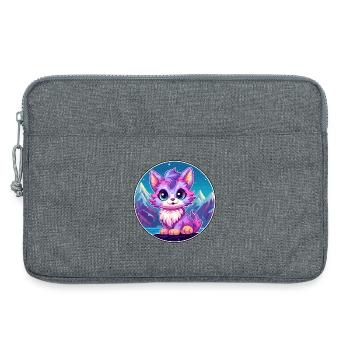 Pixie Cat Bunte Karikatur Aquarell Illustration - Laptoptasche 13" - Grau meliert - Vorne
