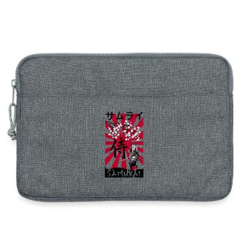 Samurai im Kirschblütenrot - Laptoptasche 13" - Grau meliert - Vorne