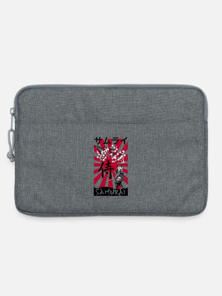 Samurai im Kirschblütenrot - Laptoptasche 13" - Grau meliert