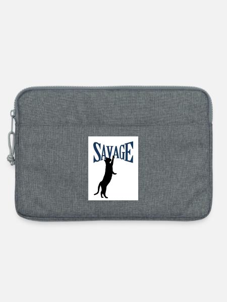 Wildkatze in Silhouette - Laptoptasche 13" - Grau meliert
