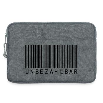 Barcode "Unbezahlbar" schwarz - Laptoptasche 13" - Grau meliert - Vorne