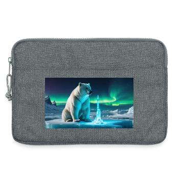 Eisbär und Eiskristall - Laptoptasche 13" - Grau meliert - Vorne