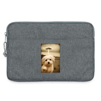 Maltipoo trifft UFO – Retro Alien Style - Laptoptasche 13" - Grau meliert - Vorne