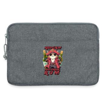 Katzen Pirat bleib ruhig trinke Rum - Laptoptasche 13" - Grau meliert - Vorne