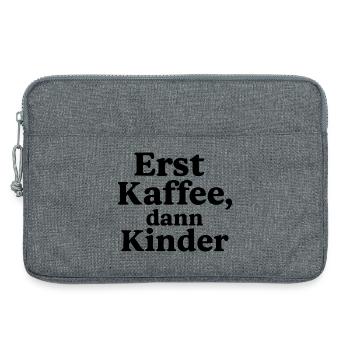 Erst Kaffee - Dann Kinder - Laptoptasche 13" - Grau meliert - Vorne