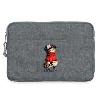 Cat Person Katze mit Mütze und Pullover Geschenk - Laptoptasche 13" - Grau meliert - Vorne