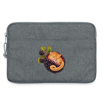 Schlafmaus schläft in einer Brombeere - Laptoptasche 13" - Grau meliert - Vorne