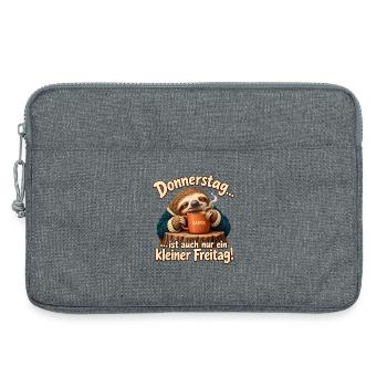 Donnerstag kleiner Freitag Faultier Kaffee Humor - Laptoptasche 13" - Grau meliert - Vorne