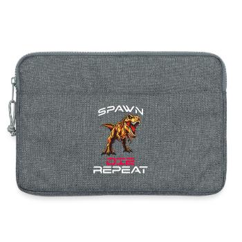 Spawn Die Repeat Gamer Dino Survival Zocken Witz - Laptoptasche 13" - Grau meliert - Vorne