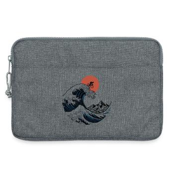 Japanische Ukiyo-e Gravel Bike Wave Art - Laptoptasche 13" - Grau meliert - Vorne
