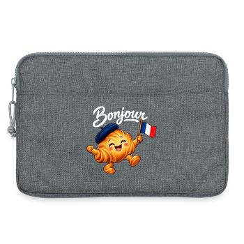 Cute French Croissant Bonjour Paris - Laptoptasche 13" - Grau meliert - Vorne